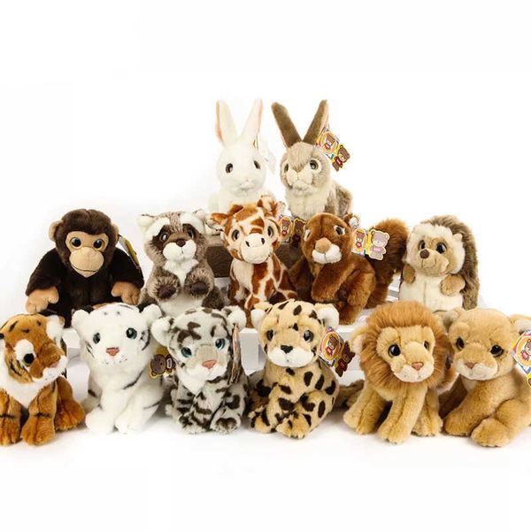 18 CM Simulación Animal salvaje Kawaii Tigre León Leopardo Muñeca Mejor mapache Erizo Peluches de peluche para niños