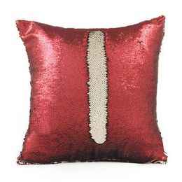 18 kleuren lege sequin zeemeermin kussensloop satijn kussenslip dubbele kleur voor thuis sofa pailletten kussen decoratieve kussensloop hot koop