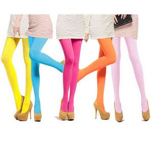 18 kleuren vrouwen snoep kleur warme sexy panty 120d fluwelen naadloze panty grote elastische lange kousen Y1130