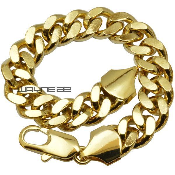 B147 or jaune 18 carats GF gourmette anneaux lien chaîne solide hommes femmes bracelet bracelet bijoux