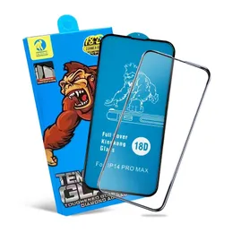 18D airbag glazen beschermer kingkong voor iPhone 14 14Pro Samsung A51 Promax ScreenProtector High Clear met verpakkingslucht kussen rand ARG getemperd HD Screenguard