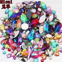 18g environ 300 pièces de formes mixtes AB strass acryliques 3D Nail Art strass non fixables pierres à dos plat décorations ZZ4000193F