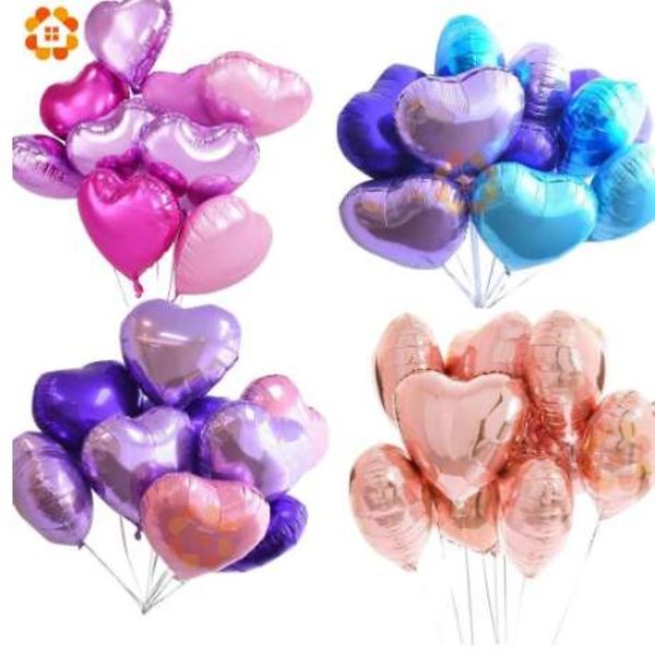 18inch 10pcs Baby Shower Party Foil Balon PinkBlue Heart en forme d'hélium Boule à air anniversaire Ballons de fête de fête d'anniversaire 306b