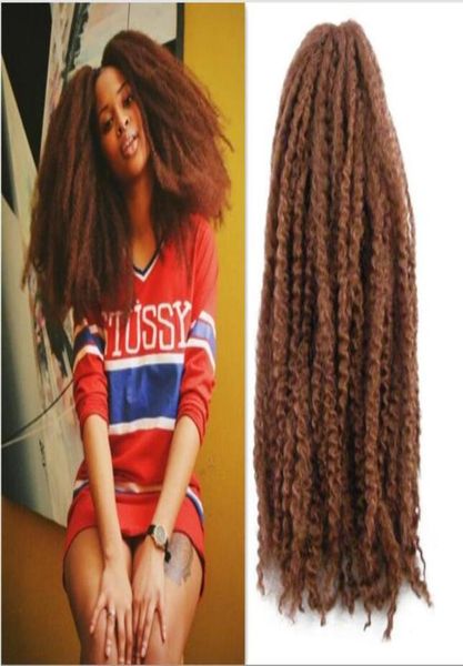 18 pulgadas Afro rizado marley trenza extensión de cabello rizado crochet sintético Cabello útil mongol marley trenzado cabello trenzas crochet bo4095904