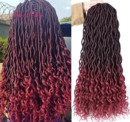 18 inch gehaakte godin locs synthetische haarextensies faux locs krullende gehaakte vlechten ombre kanekalon vlechthaar bohemien sloten 6833842