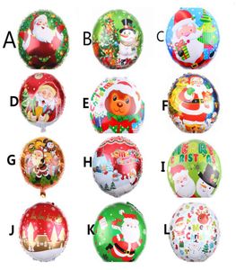 18inch Decoration Ballons en papier d'aluminium Joyeux Noël Feliz Navidad Round Star Helium Ballons Snowman Santa Claus de Noël Tree Party Home D7748236