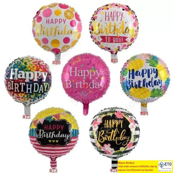 Ballon joyeux anniversaire de 18 pouces, en aluminium, à hélium, en Mylar, pour décoration de fête kKd, jouets Globos 0829