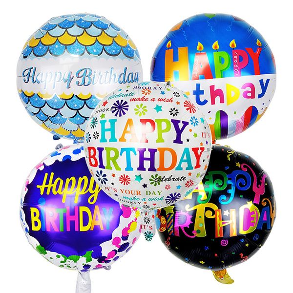 18 pouces joyeux anniversaire lettre hélium feuille ballons rond ballon à Air pour enfants enfants fête d'anniversaire décoration