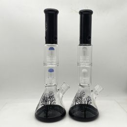 18 inch zware Beacker Percolator glazen bong zwart 14 mm joint met downstem en bowl