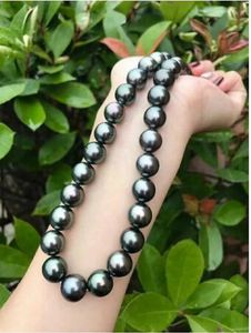 Luster de 18 pulgadas 910 mmmreal Natural Tahitian Black Pearl Collar 231221