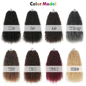 18 inch godin faux locs binnen 1 stks krullende haak vlecht Boheemse zachte synthetische vlechten haarextensies voor zwarte vrouwen fabriek lage prijs