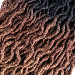 18 inch NU-locs haak haar synthetische ombre bruin vlechten haarverlenging voor zwarte vrouwen 21 strengen krullend faux locs vlechten