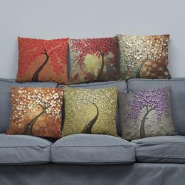 18 inch enkelzijdige afdrukken bloem boom home kussenhoezen aanpasbare linnen kussensloop sofa decoratieve kussensloop DH0567