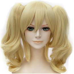 18 inch Synthetische Anime Pruik Golvend Harley Quinn Suicide Squad Pigtail Cosplay Wig2594