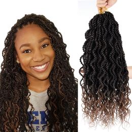 18 inch Wave Box Braids Gehaakte Senegalese twist vlechten Haar met volledige krullende vlecht Synthetische vezel Vlechten Krullend Box crochet hair LS32