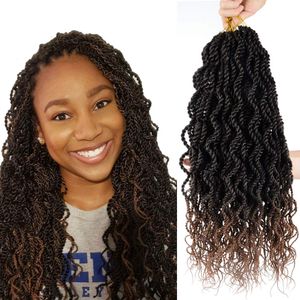 18 inch Wave Box Braids Crochet Senegalese Twist Braids Hair with Full Curly Braid Synthetic Fiber Braiding Curly Box Crochet Hair LS32