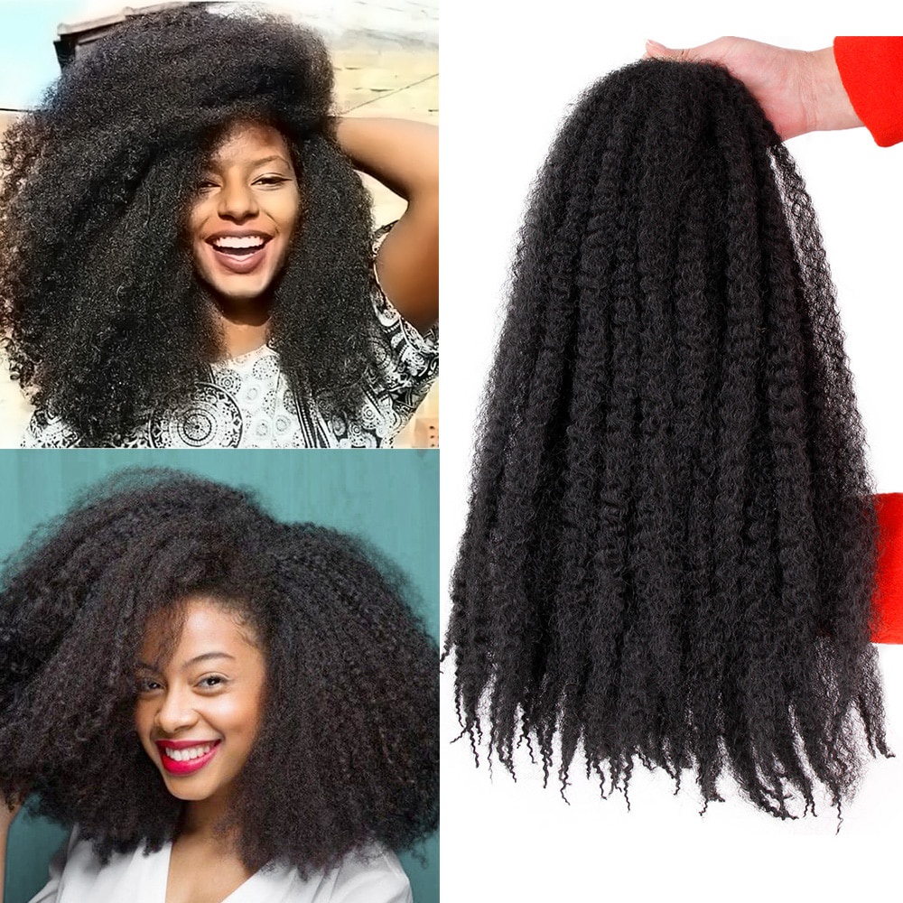 Extension de cheveux synthétiques au Crochet Marley 100% Kanekalon, 18 pouces, cheveux Afro crépus en vrac pour tresses