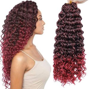 18inches Synthetic Deep Wave Twist Twist Crochet Cheveux Bohemian Crochet Braids Ombre Couleur Deep Wave Tressant Extensions de cheveux