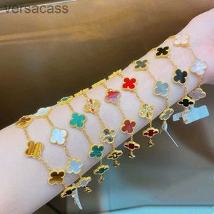 18K Bracelet Classic 4/Four Leaf Clover Designer Red Blue Agate Shell Moeder-of-Pearl Charmarmbanden Gold Ploated Wedding Woman Fashion Jewelry 5TQC
