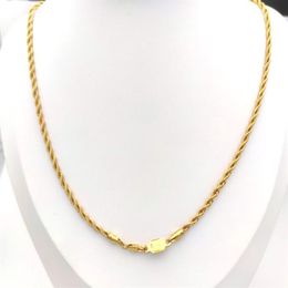 Collier en or jaune fin massif 18 carats pour femmes, chaîne en corde fine de 3mm, 500mm, 20 245n