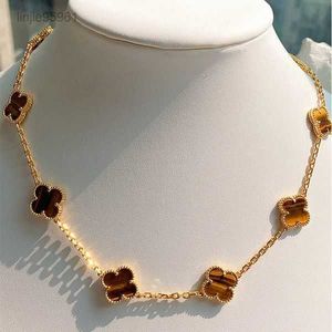 18k Mode Classique Agate Quatre Trèfle Collier Long Dix 10 Fleurs Nacre pour Fille Valentine's Mother's Designer 2xiy6