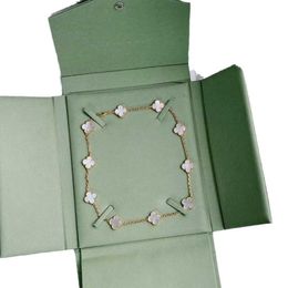 18k Moda Ágata clásica Collar de trébol de cuatro hojas Largo Diez 10 flores Colgante de nácar para niña Collar de diseñador para madre de San Valentín