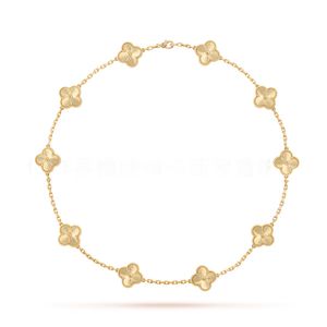 18k Mode Klassieke Agaat Klavertje Vier Ketting Lange Tien 10 Bloemen Hanger Parelmoer voor Meisje Valentijnsdag Moeder Designer ornamenten groothandel