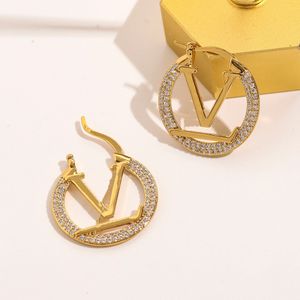 18K Gilded 925 Silver Strass Boucles d'oreilles Designer Logo Bijoux Été Voyage Natation Boucles D'oreilles Imperméables De Luxe Femmes Amour Bijoux Correct Logo Boucles D'oreilles