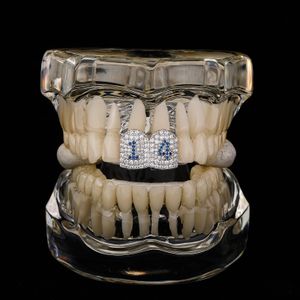 18K verguld nummer 14 grote gouden tanden vol zirkonium gepersonaliseerde tanden cover hiphop rap gouden tanden
