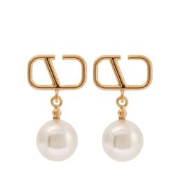 Gold 18K, alphabet, boucles d'oreilles de pendance en perles, luxe, mode, charme, bijoux pour femmes, boucles d'oreilles de créateurs, processus d'électroplate avancé, ne s'estompera pas, le mariage, la fête