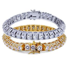 18K goud en wit vergulde hiphop grote zirkoon tennisketting armband enkele rij trapezium diamant heren Cubaanse kettingen Rappe264b