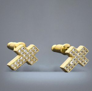 18K Gold Bling Cubic Zirconia Earring Studs Mens Dames Hip Hop Stud Oorringen Iced Diamond Rapper Sieraden Gifts For Boys Girls6584081