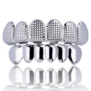 Grillz de dents en treillis en or 18 carats, grilles supérieures et inférieures pour hommes, style Hip Hop, bouche dentaire Punk, capuchons de dents, rappeur, Cosplay, bijoux de corps