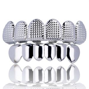 18K Or Bosse Treillis Dents Grillz Hip Hop Hommes Grills Haut et Bas Bouche Dentaire Punk Dents Caps Rappeur Cosplay Corps Jewel2760