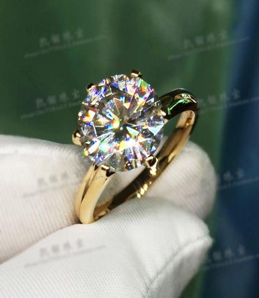 Anneau de couleur en or 18K avec tampon de 18 krgp Solitaire 20CT Zirconia Diamond Band de mariage S925 Srebro Anneaux pour femmes4029552