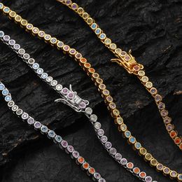 Chaîne de tennis couleur or 18 carats 2 mm une rangée Zircon collier lien pour hommes femmes bijoux Hip Hop