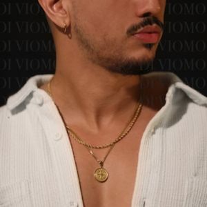 Pendre en or 18 carats North Star Star Mens Mens en couches en couches Gold Chain de corde Collier étanche pour les hommes Gift en acier inoxydable pour petit ami