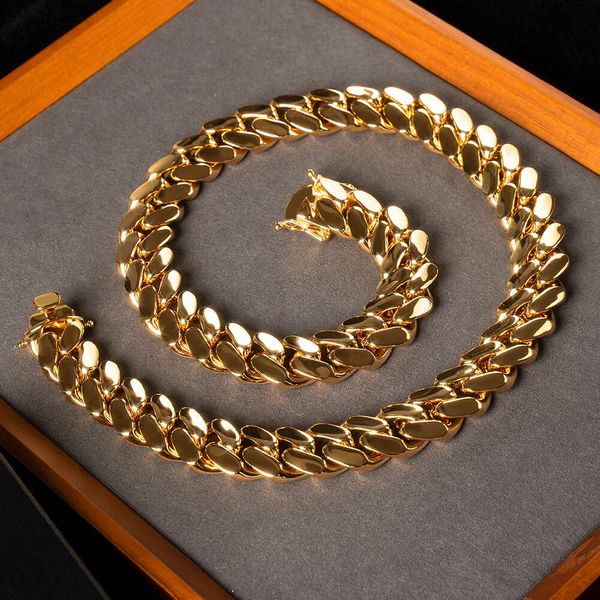 18k Gold Cuban Link Chain Custom 24k Gold Gold Cuban Miami Fashion Fashion Jewelry Chains Cabklace al por mayor