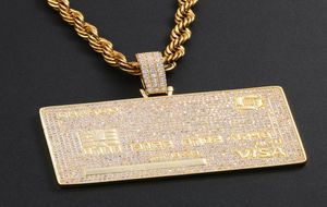 18k gouden aangepaste creditcard ketting hanger met touwketen heren bling hiphop sieraden cadeau7672364