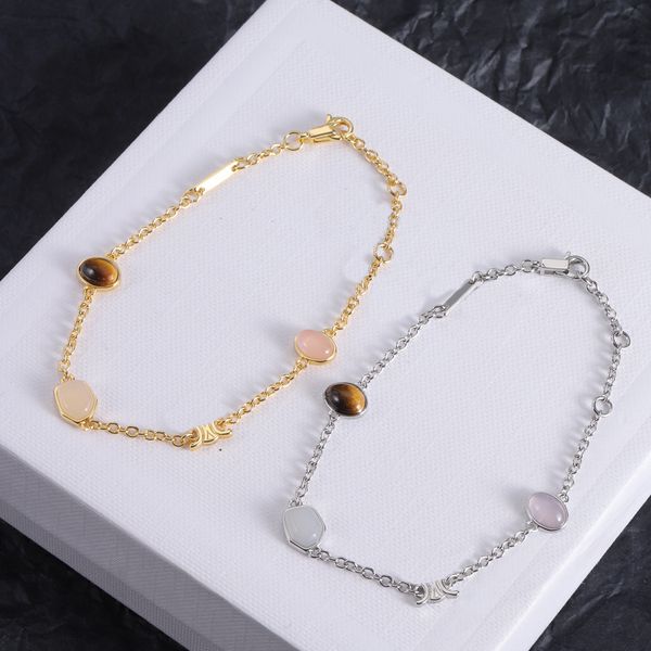 Pulsera de diseñador de oro de 18 quilates Pulsera de gemas de color ágata Pulseras con dijes chapadas en oro de 18 quilates Joyería de moda de mujer de boda de lujo Avanzado