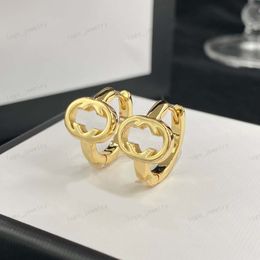 18K gouden designer oorbellen, nieuwe stijl hete verkoop, hoogwaardig messing materiaal, dubbele alfabet mini hoepel Huggie oorbellen, Valentijnsdag, Kerstmis, geschenken, groothandel