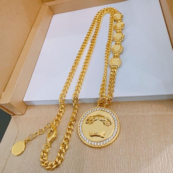 Gold 18K, collier de créateur pour hommes, Mythologie classique Portrait sculpté, collier pendentif, mode, haute qualité, ne se fanent pas, neutre, couples du même, le meilleur cadeau