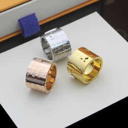 18K gouden ontwerper Ring brede liefdesring vrouwen roestvrijstalen brief bloem luxe sieraden originele stalen stempel paar cadeau 6-9