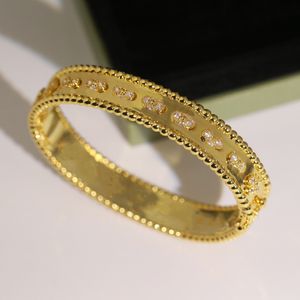 18k Gold Diamond Flower Bangle Armbanden Voor Vrouwen Minnaar Titanium Stalen Armbanden Fashion Supply linkA