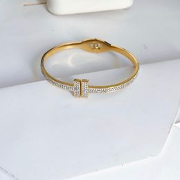 18K gouden diamanten letterarmband met eenvoudig ontwerp 925 zilveren armband Hoge kwaliteit luxe designer sieraden Herfst nieuw ontwerp voor vrouwen Liefdescadeau armband