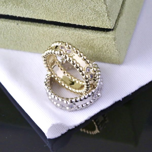 Anillo de diamantes de oro de 18 quilates con piedras laterales para mujer, anillo de trébol, banda de oro y plata, anillos de joyería linkA