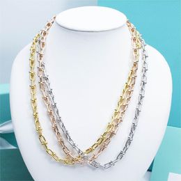 18k Gold Double Shape Chains Chains Collares para mujeres Moda diseñador de marca de lujo