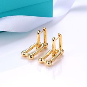 Boucles d'oreilles à double étalon de forme en or 18k pour femmes créatrices de luxe de luxe ol sonneries d'oreille d'oreille Bijoux de mariage de la fête d'oreille 335h