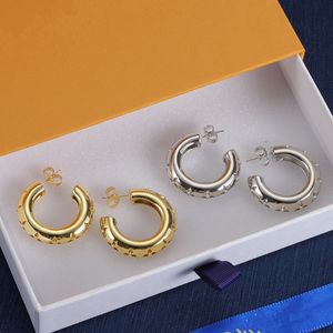 18k gouden oorbellen voor vrouwen Designer Stud Oorbellen Goud Zilver Roestvrij staal Holle Letter Paar Sieraden Festival Geschenken