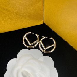 18 carats d'or F lettres de marque cercle boucles d'oreilles de créateur pour femmes boucles d'oreilles chinoises de luxe boucles d'oreilles anneaux d'oreille charme marque de bijoux emballage de boîte d'origine